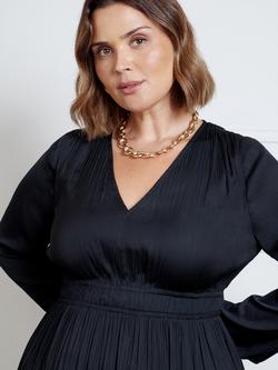 Live Unlimited Curve Pleated Midi Dress, Black - view 2, Black