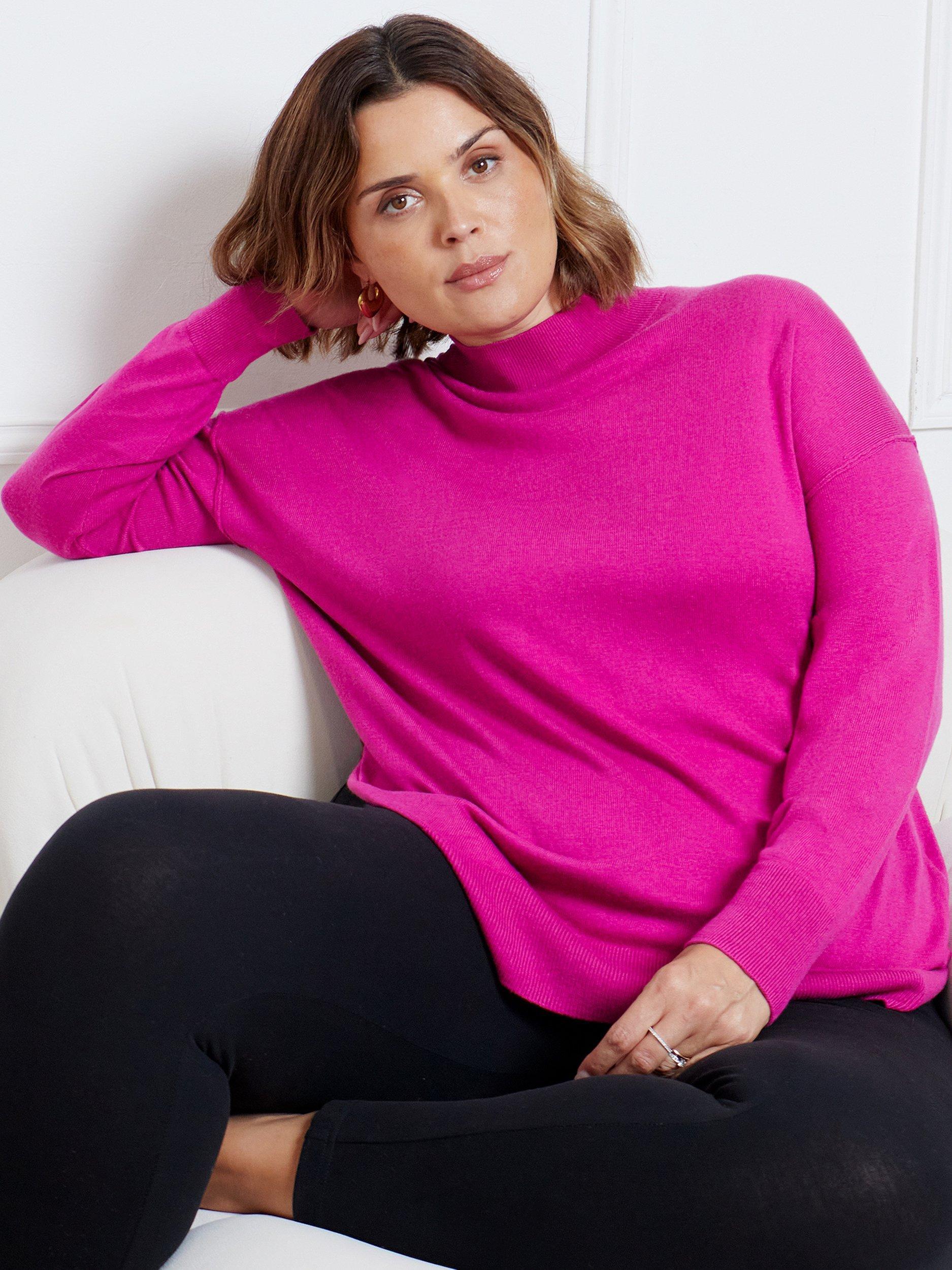 Live Unlimited Curve Mock Neck Cashmere Blend Jumper Pink