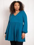 Live Unlimited Curve Smock Style Tunic Top, Petrol