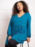 Live Unlimited Curve Smock Style Tunic Top, Petrol