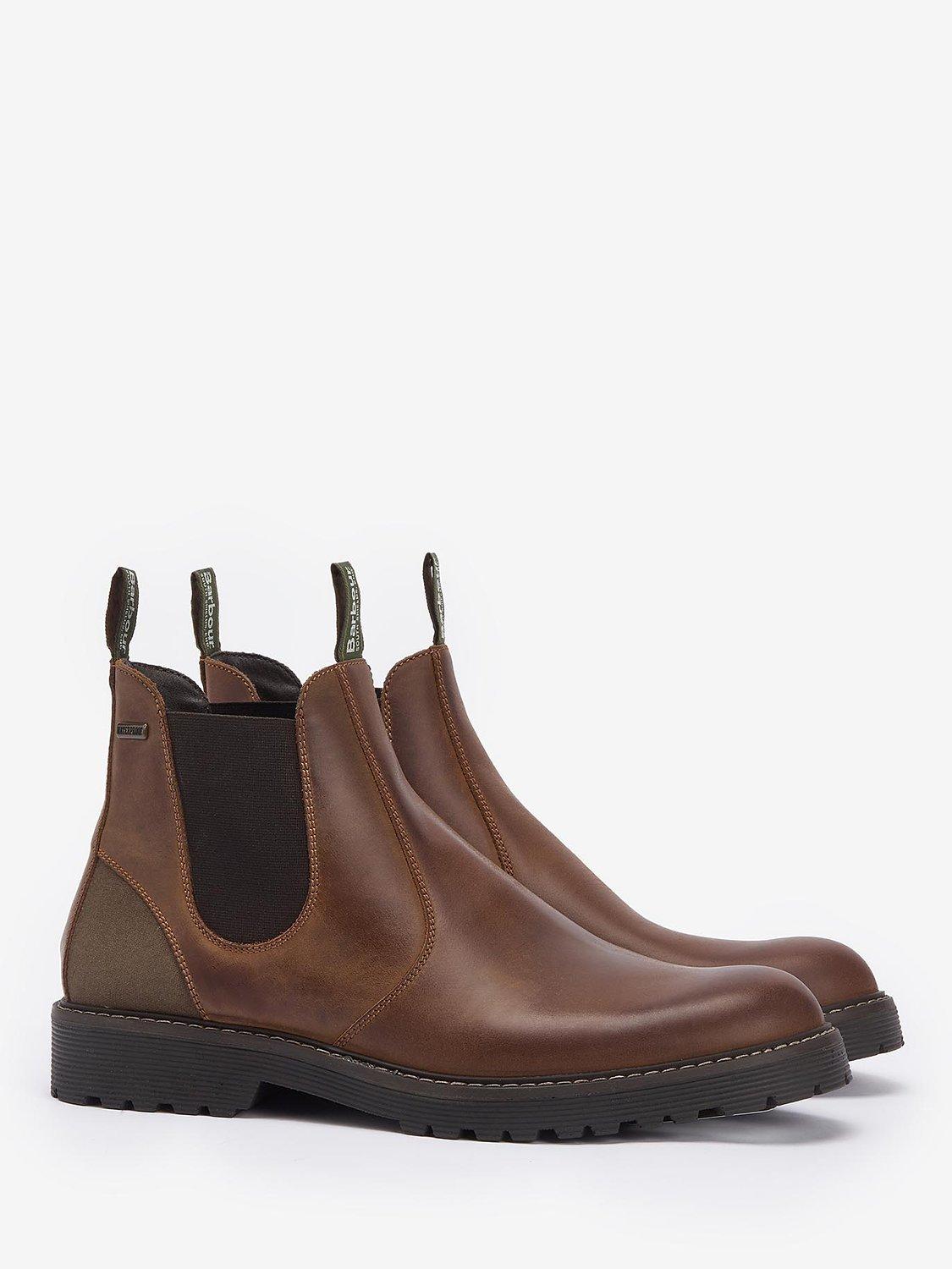 Barbour Patton Leather Chelsea Boots Teak