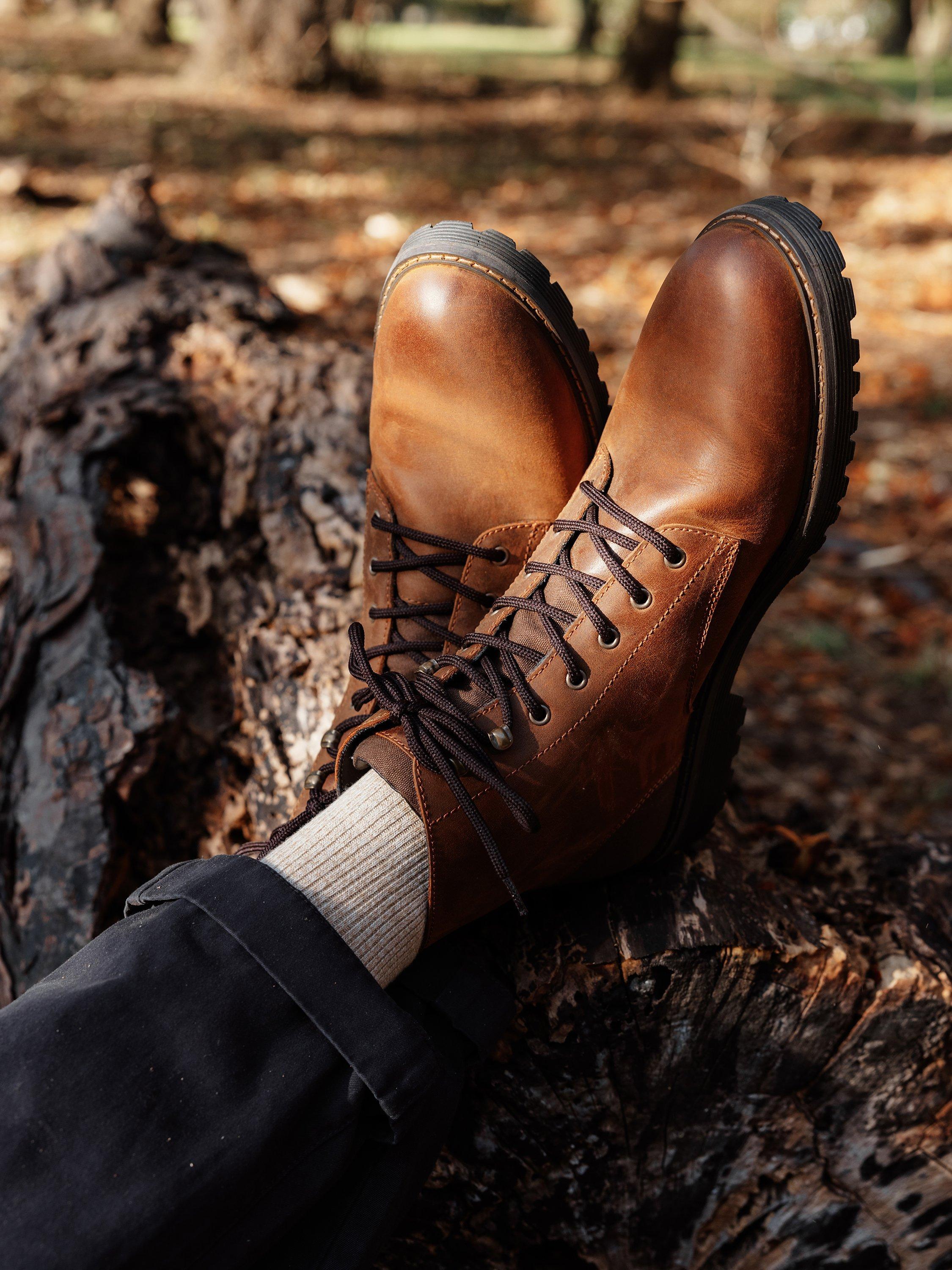 Barbour Harvey Leather Derby Boots Teak