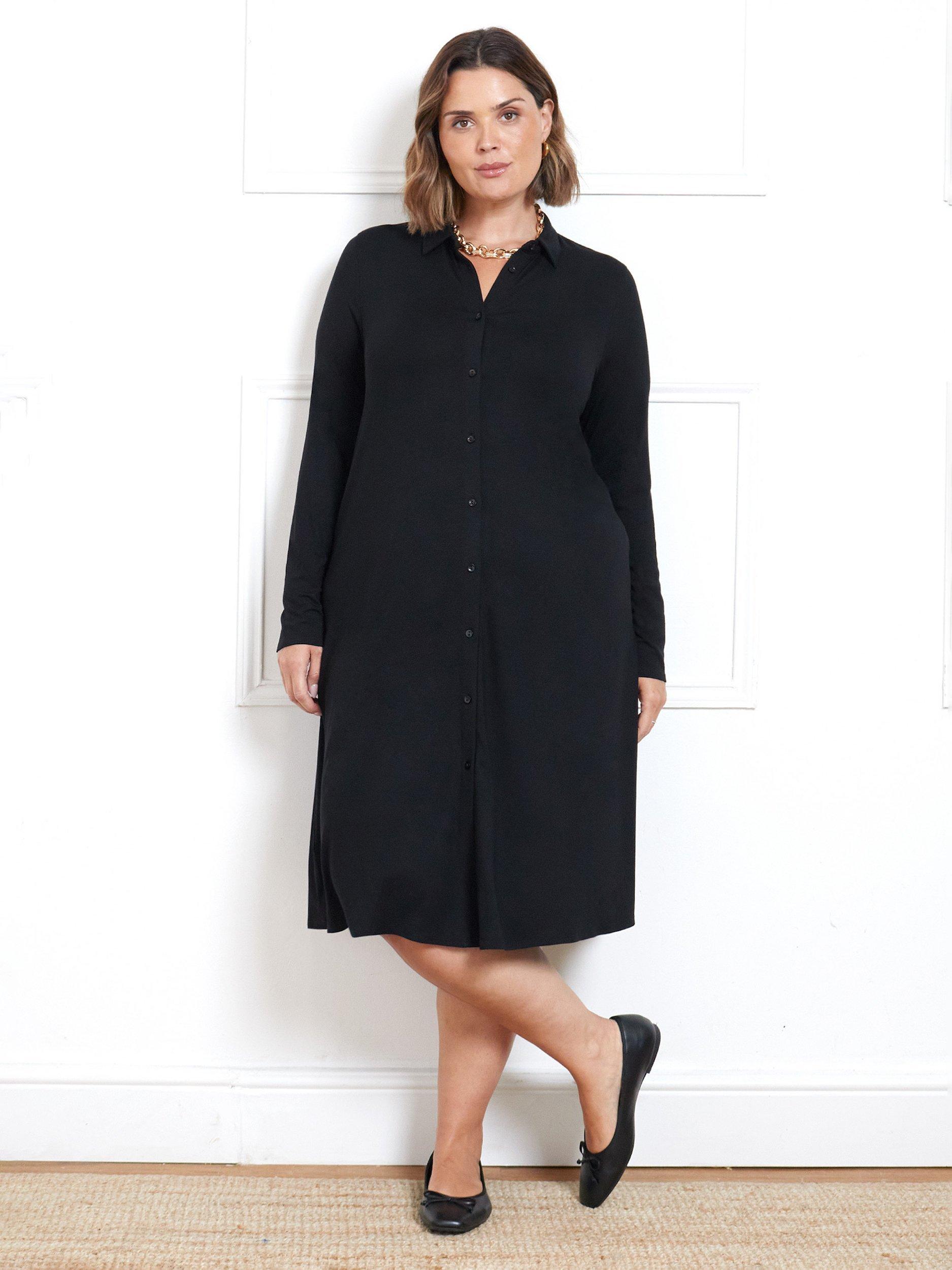 Live Unlimited Curve Jersey Long Sleeve Shirt Dress Black