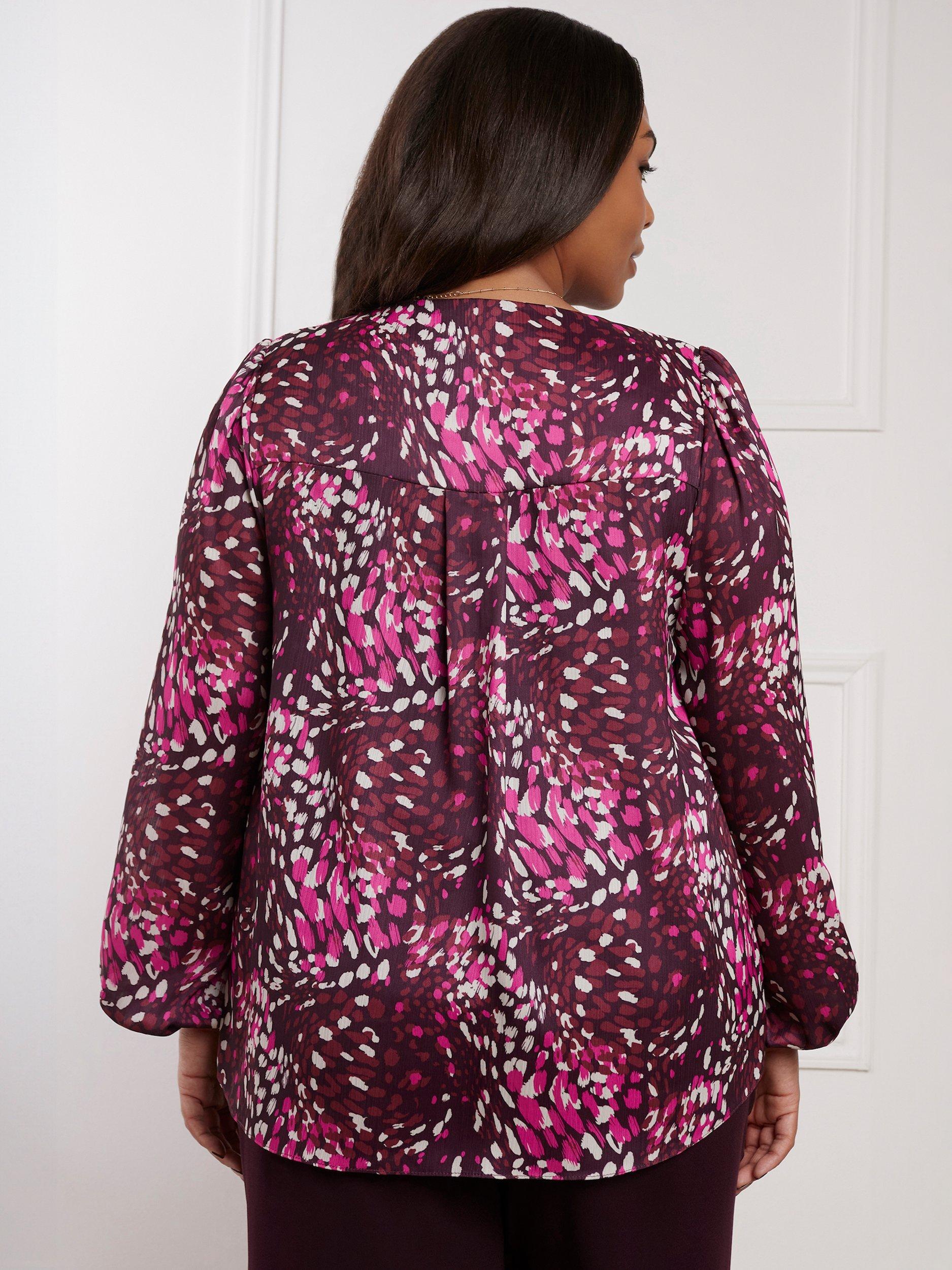 Product image 4 of 4, which shows Live Unlimited Curve Abstract Print Top, Pink/Multi, 12