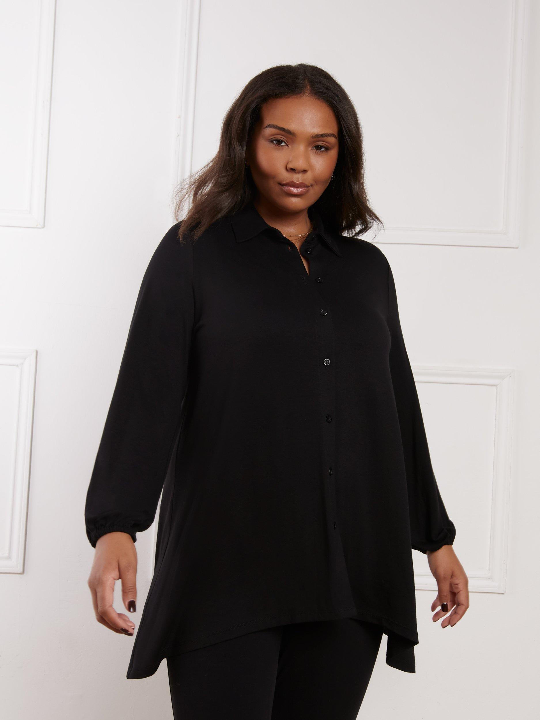Live Unlimited Curve Petite Hanky Hem Top, Black