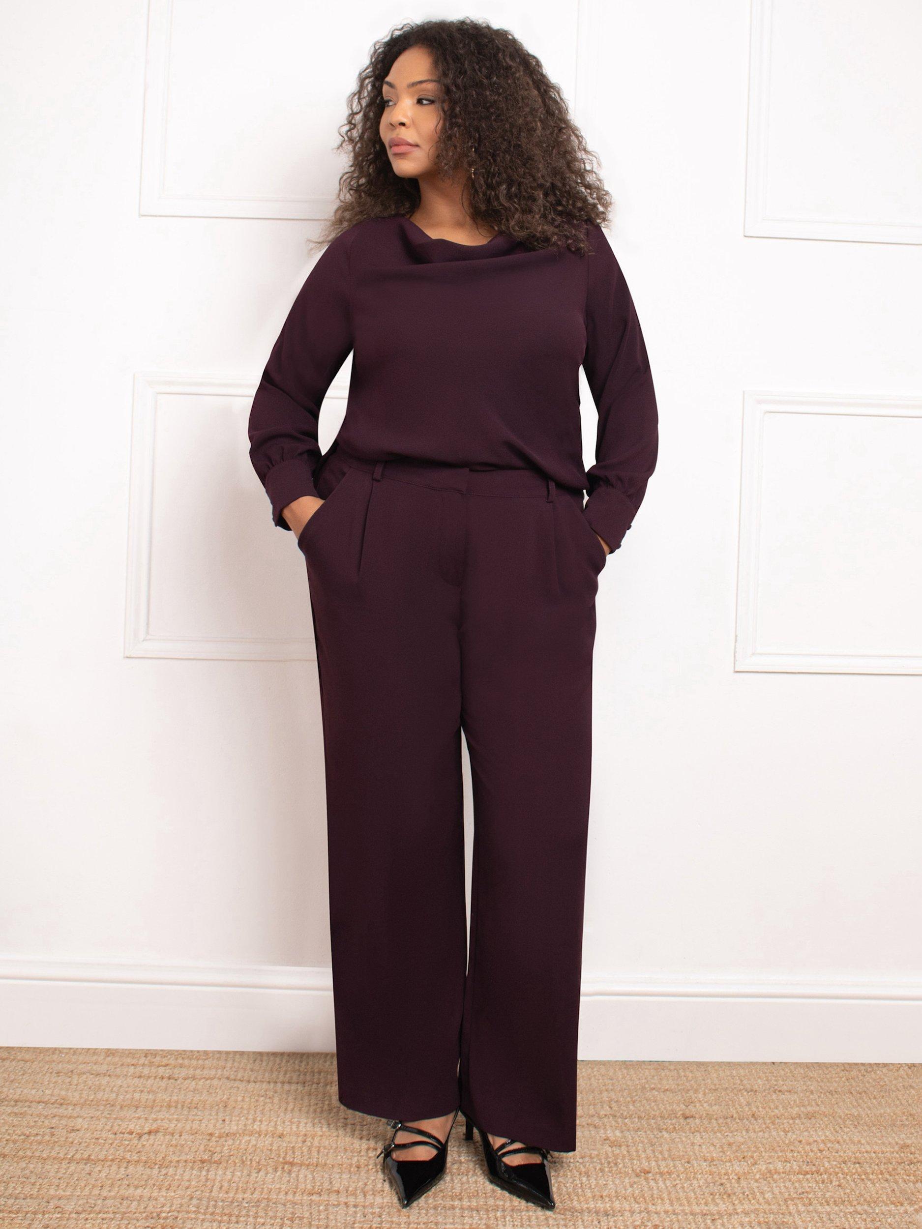 Live Unlimited Curve Tailored Wide Leg Trousers, Burgundy