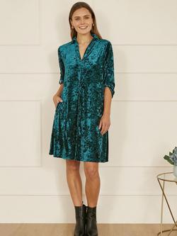 Yumi Velvet Tunic Dress, Teal - view 2, Teal