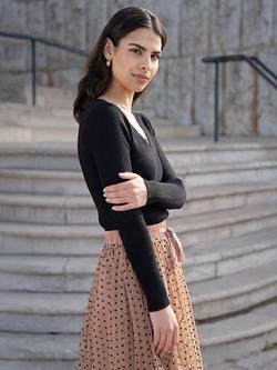 Yumi Knit Ribbed Top, Black - view 2, Black