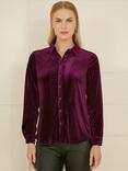 Yumi Velvet Relaxed Shirt, Plum