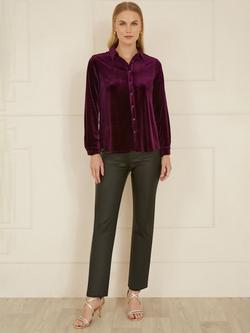 Yumi Velvet Relaxed Shirt - view 2, Plum