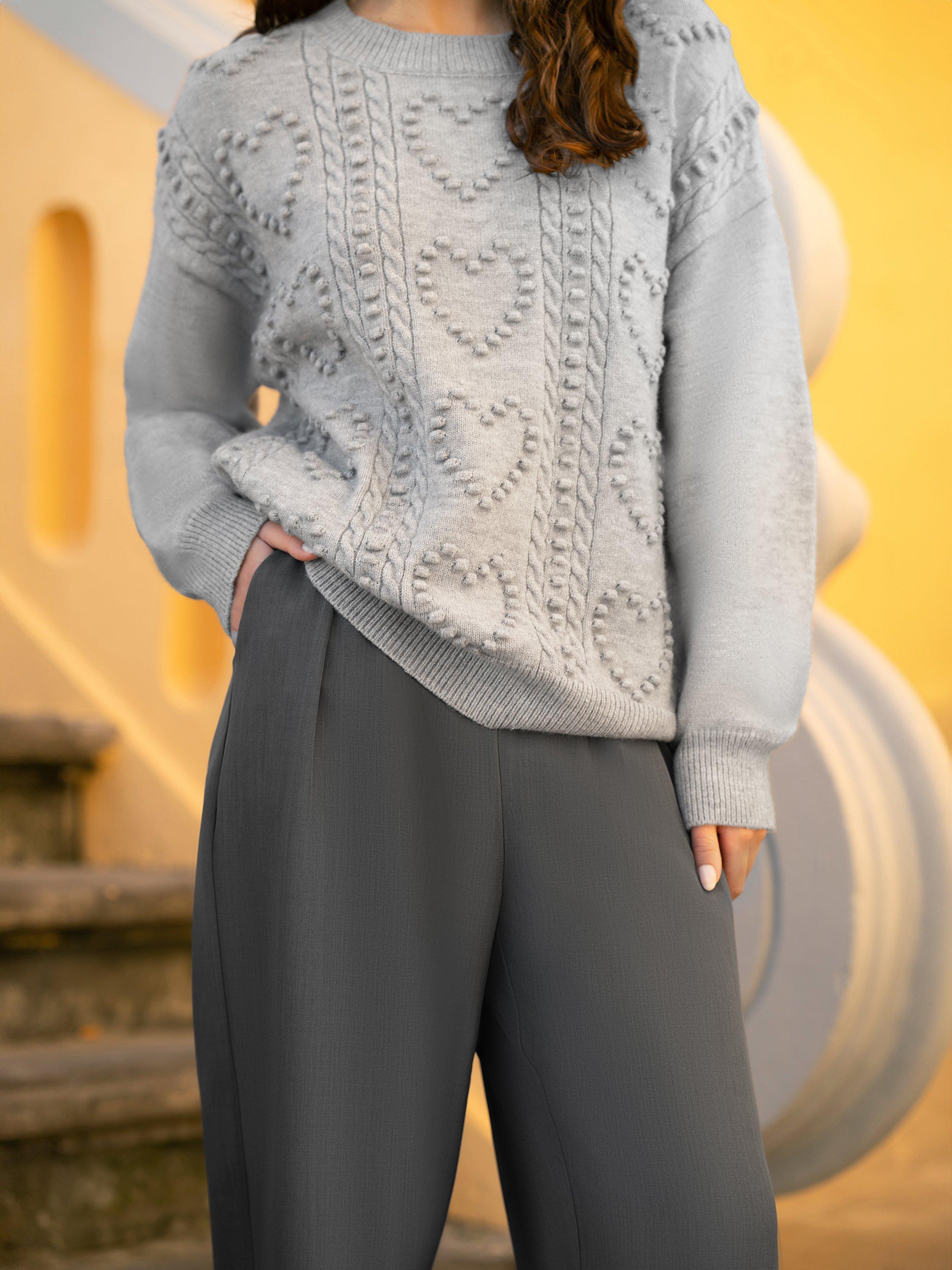 Product image 3 of 5, which shows Yumi Wide Leg Trousers, Grey, 8