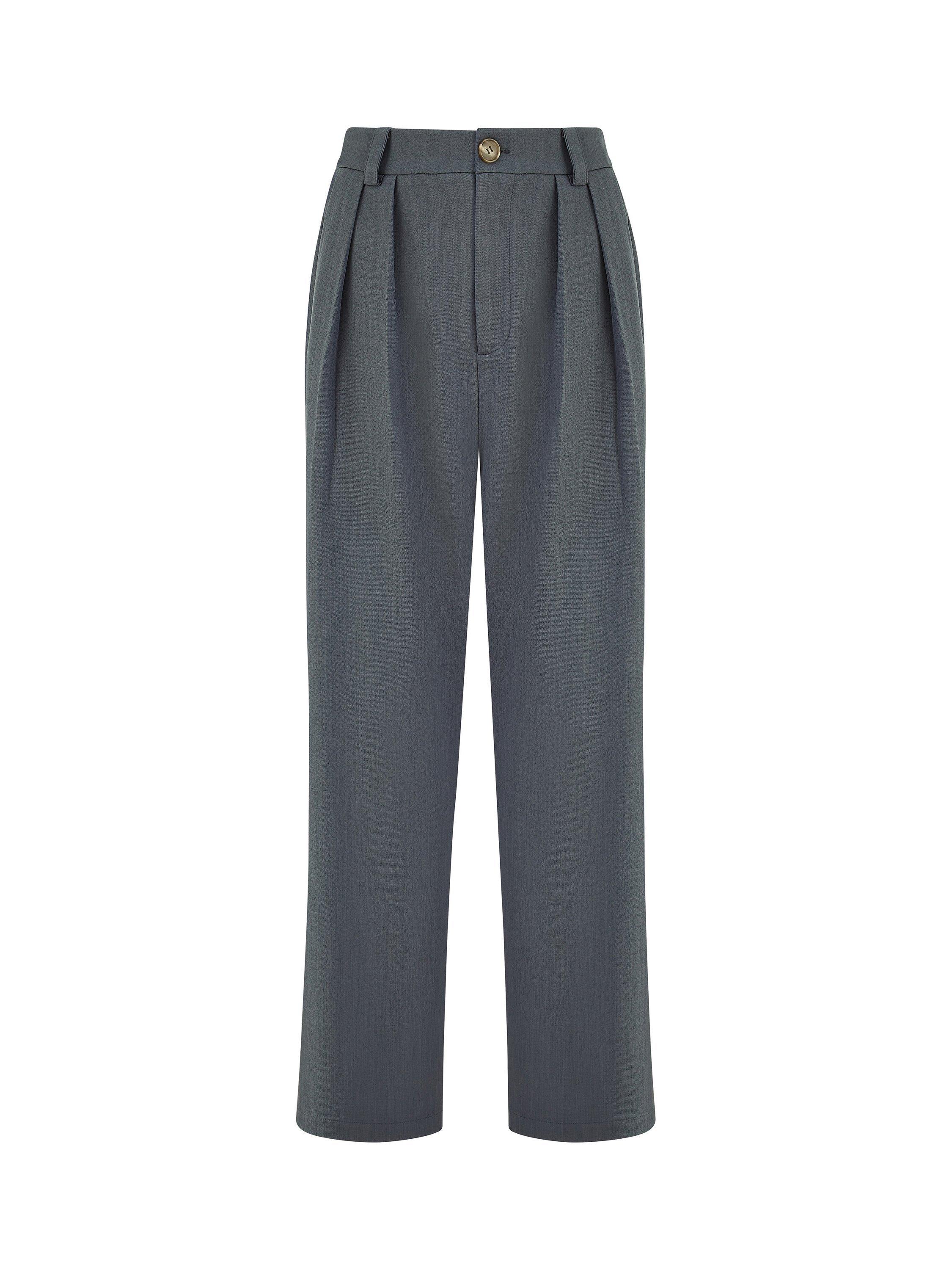 Product image 5 of 5, which shows Yumi Wide Leg Trousers, Grey, 8
