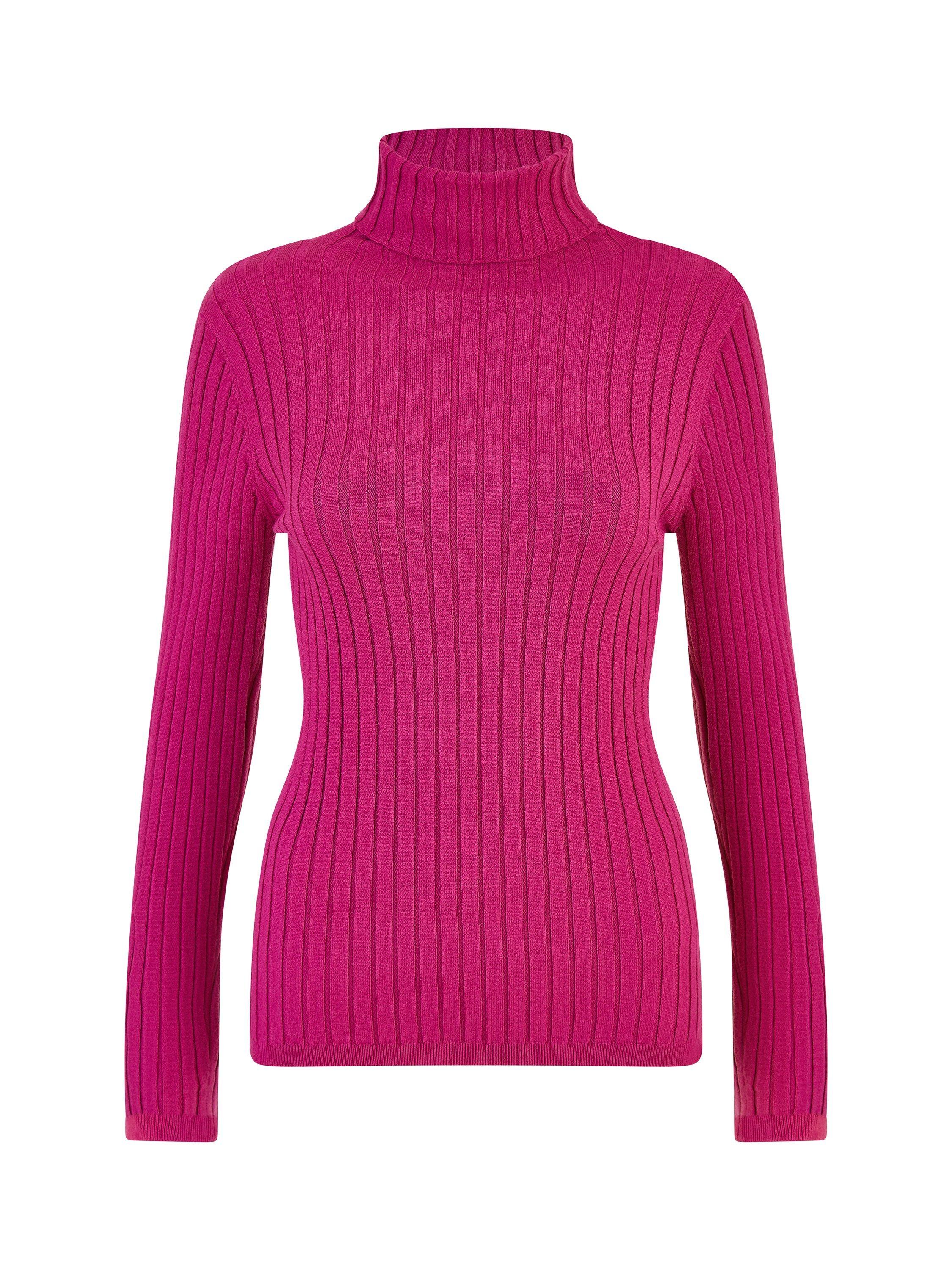 Product image 5 of 5, which shows Mela London Ribbed Knit Roll Neck Jumper, Pink, S