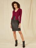 Yumi Metallic Rib Cardigan, Wine