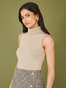 Yumi Knit Roll Neck Top, Oatmeal