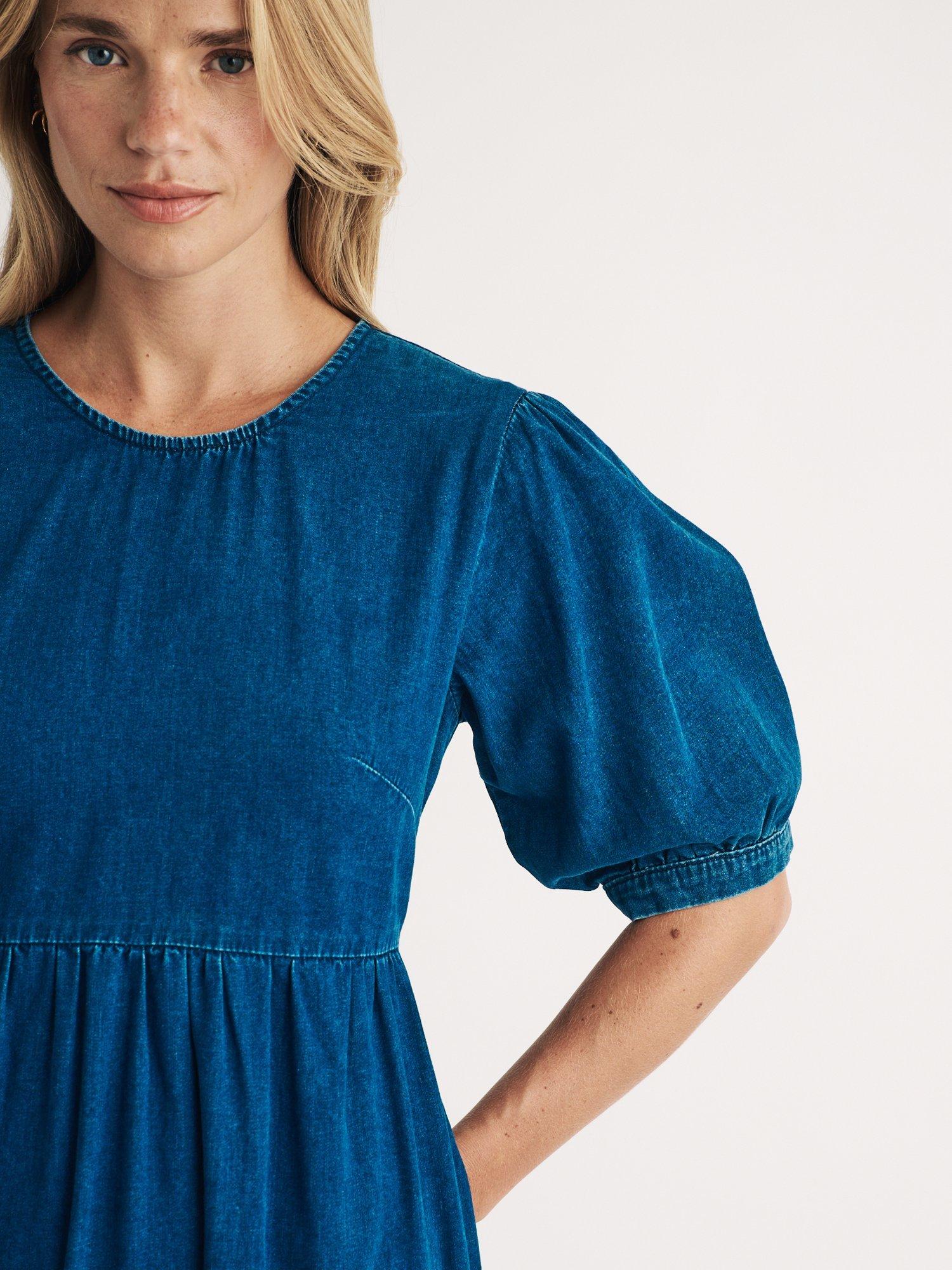 Product image 5 of 5, which shows Nobody's Child Rochelle Organic Cotton Denim Midi Dress, Blue, 6