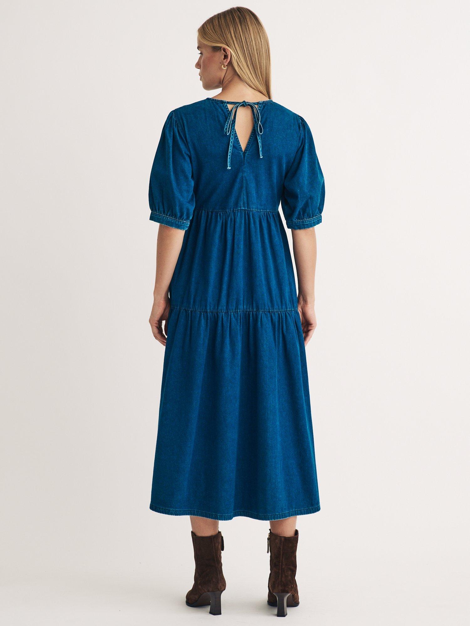 Product image 4 of 5, which shows Nobody's Child Rochelle Organic Cotton Denim Midi Dress, Blue, 6