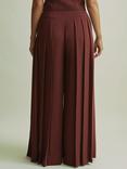 FLORERE Deep Pleat Extra Wide Leg Trousers, Burgundy