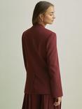 FLORERE Collarless Double Breasted Blazer, Burgundy