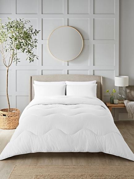 Night Lark Seersucker Coverless Duvet & Pillowcase Set, 10.5 Tog, Polar White, Polar White