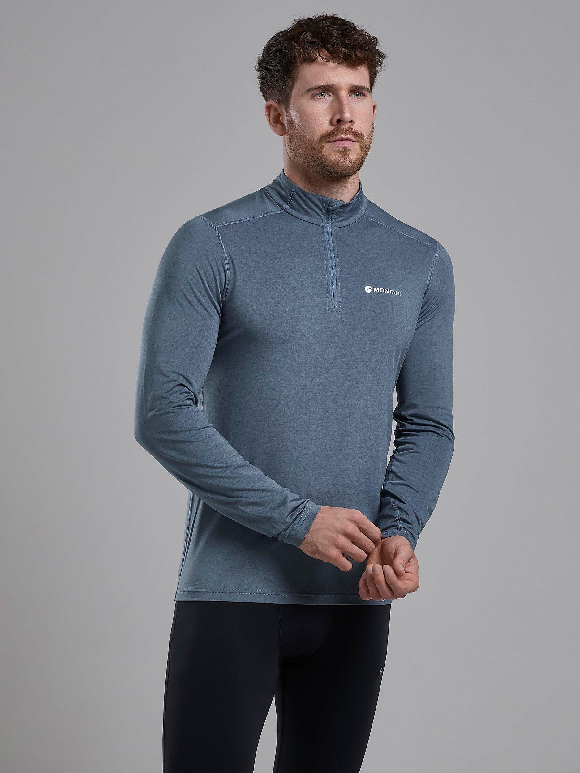 Product image 1 of 5, which shows Montane Dart XT Zip Neck Baselayer, Stone Blue, S