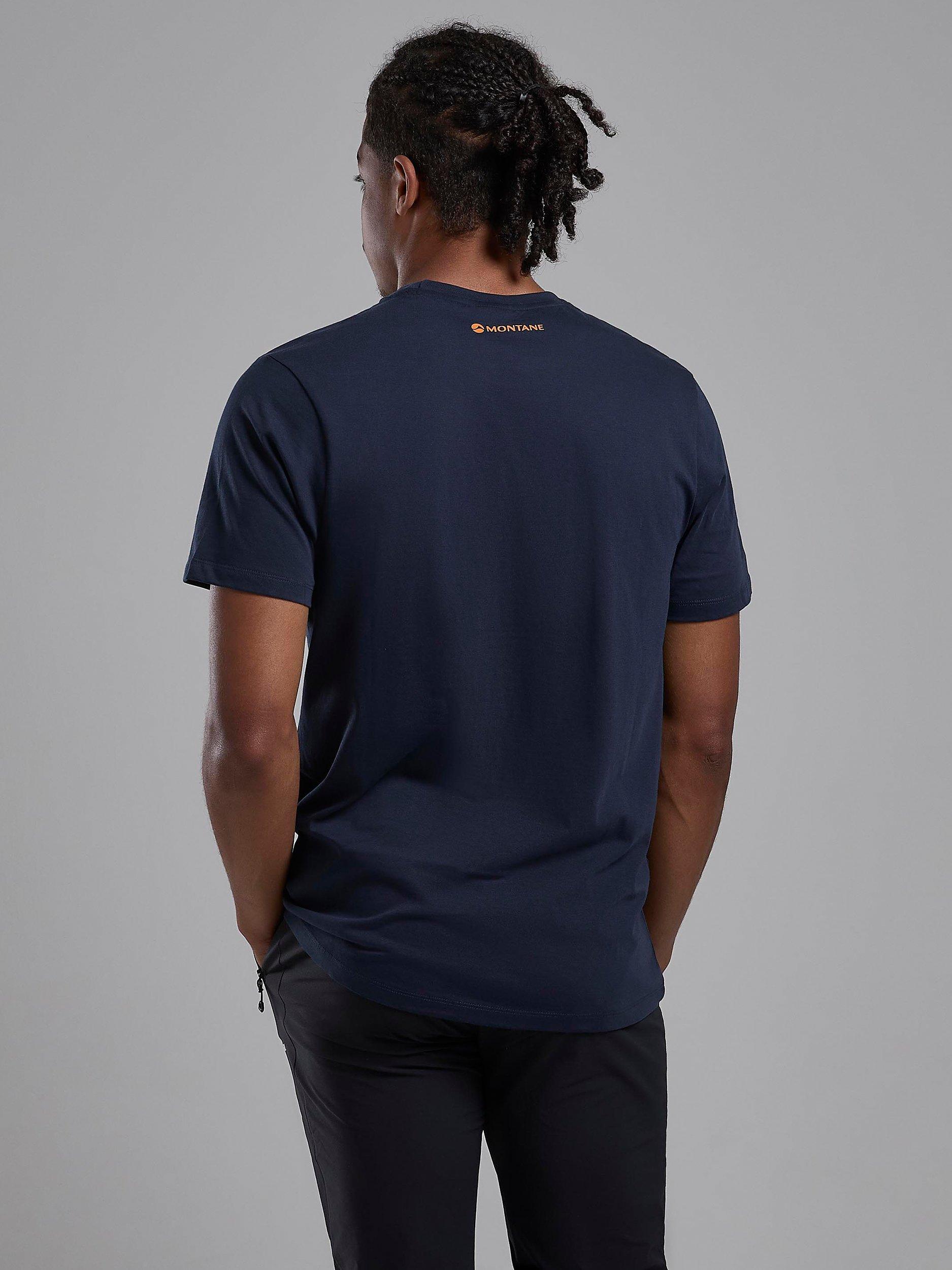 Product image 2 of 6, which shows Montane Abstract Mountain Organic Cotton T-Shirt, Eclipse Blue, XS