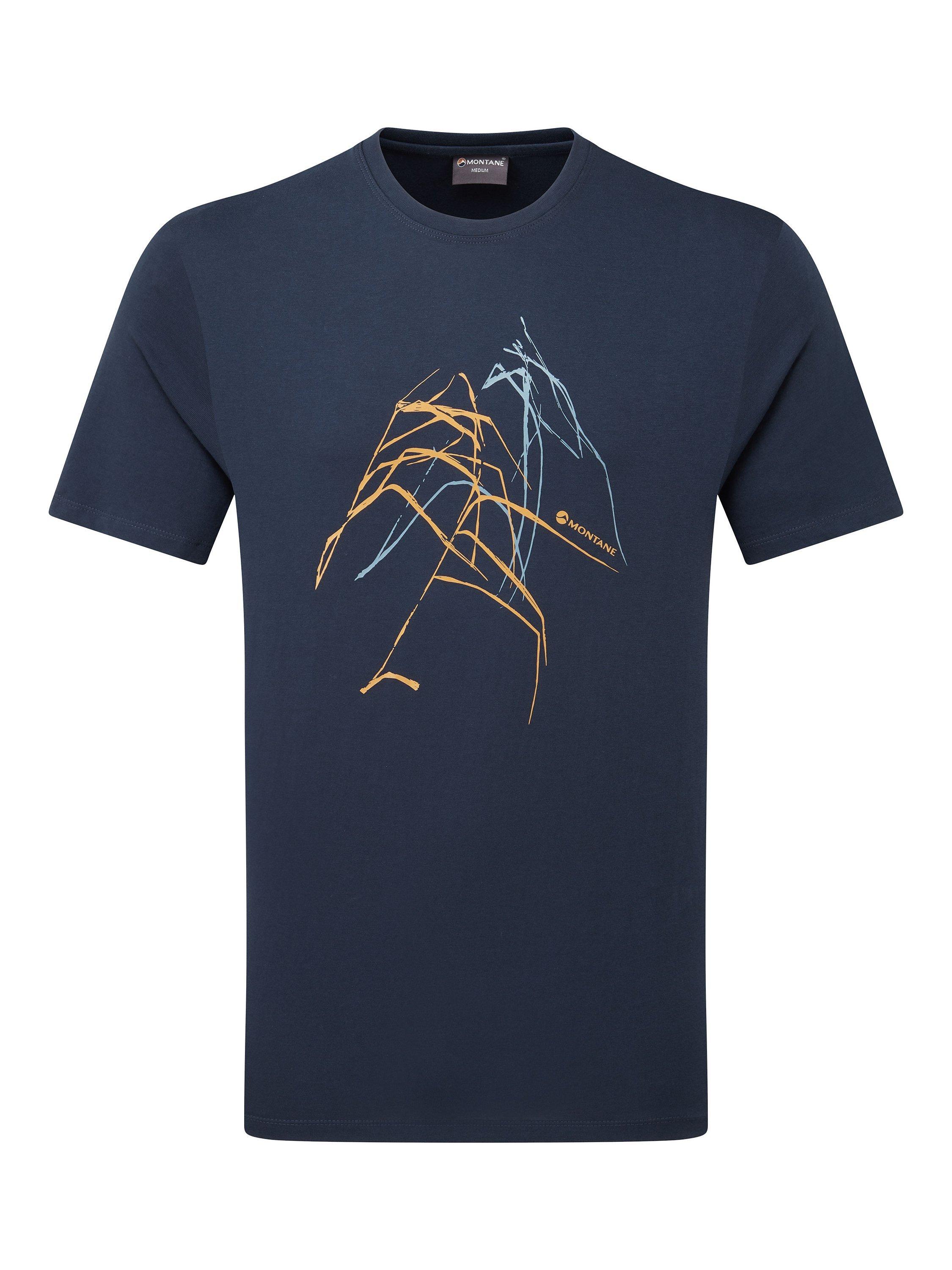 Product image 3 of 6, which shows Montane Abstract Mountain Organic Cotton T-Shirt, Eclipse Blue, XS