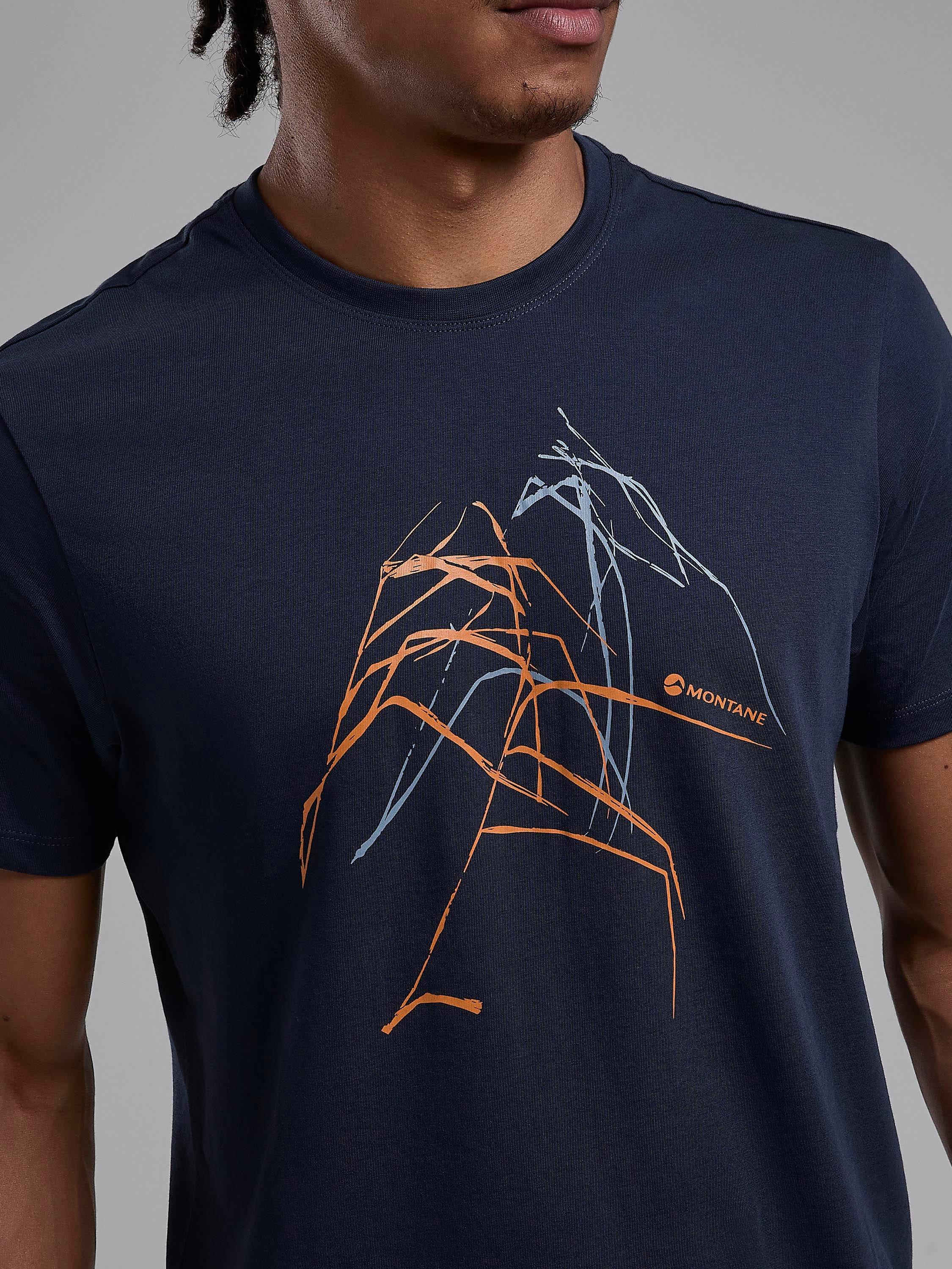 Product image 4 of 6, which shows Montane Abstract Mountain Organic Cotton T-Shirt, Eclipse Blue, XS