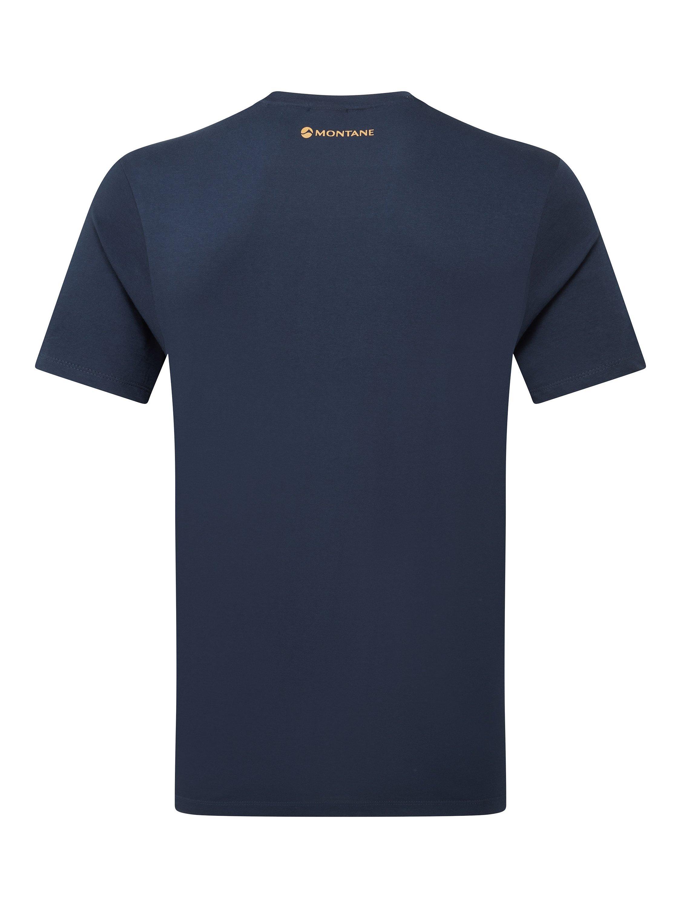 Product image 5 of 6, which shows Montane Abstract Mountain Organic Cotton T-Shirt, Eclipse Blue, XS