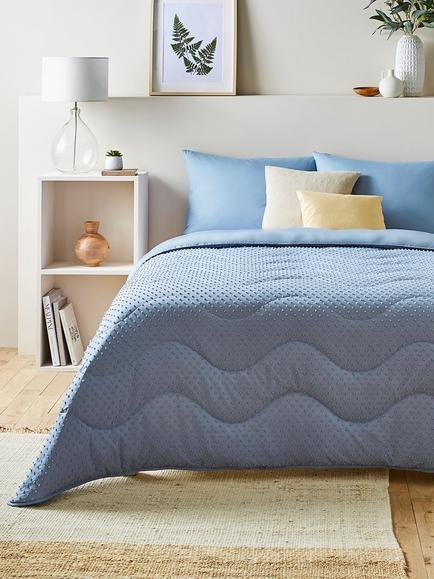 Night Lark Tufted Dots Coverless Duvet & Pillowcase Set, 10.5 Tog, Dusk Blue, Dusk Blue