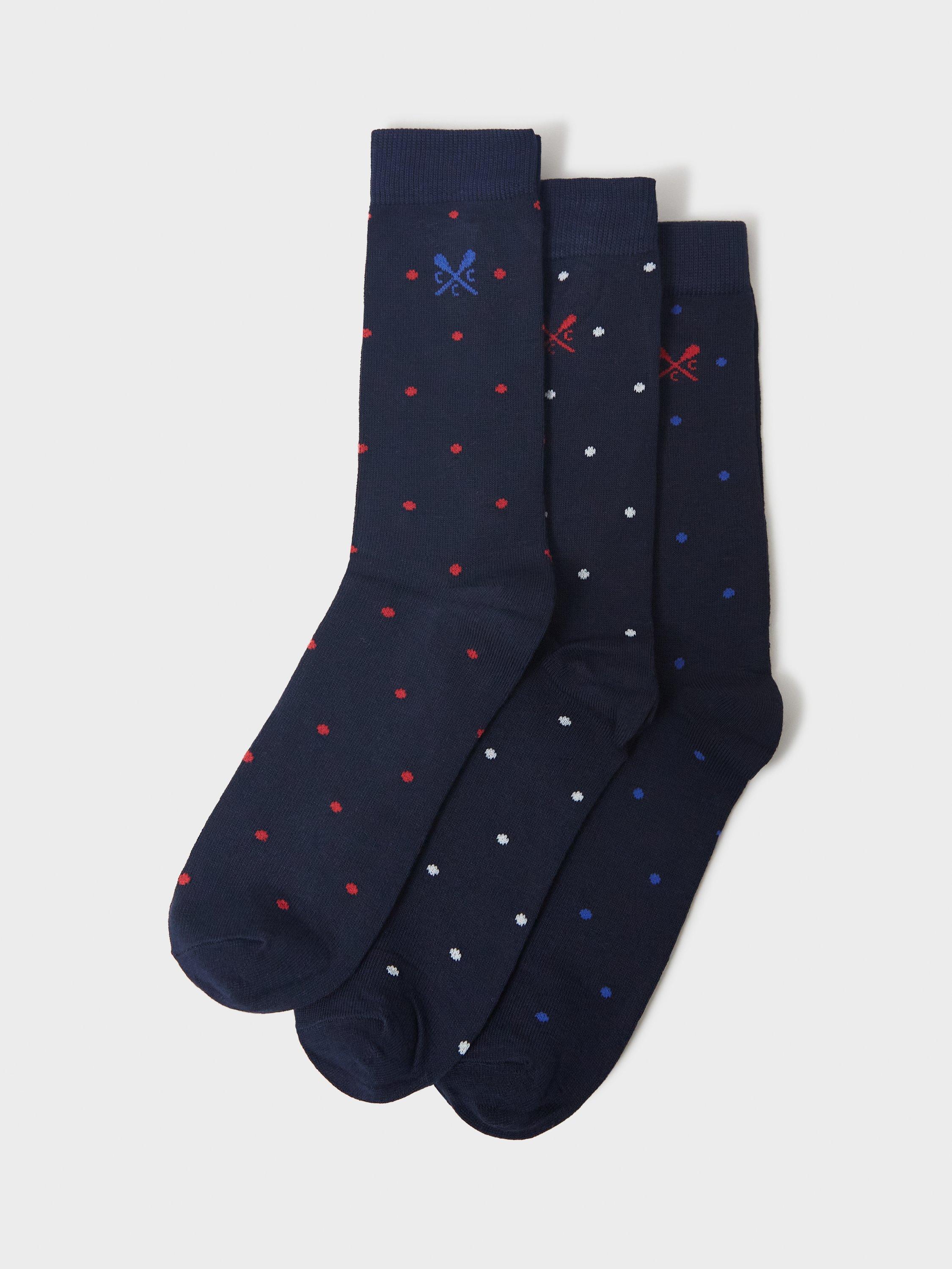 Product image 1 of 2, which shows Crew Clothing Bamboo Blend Socks, Pack of 3, Navy Blue/Multi, One Size