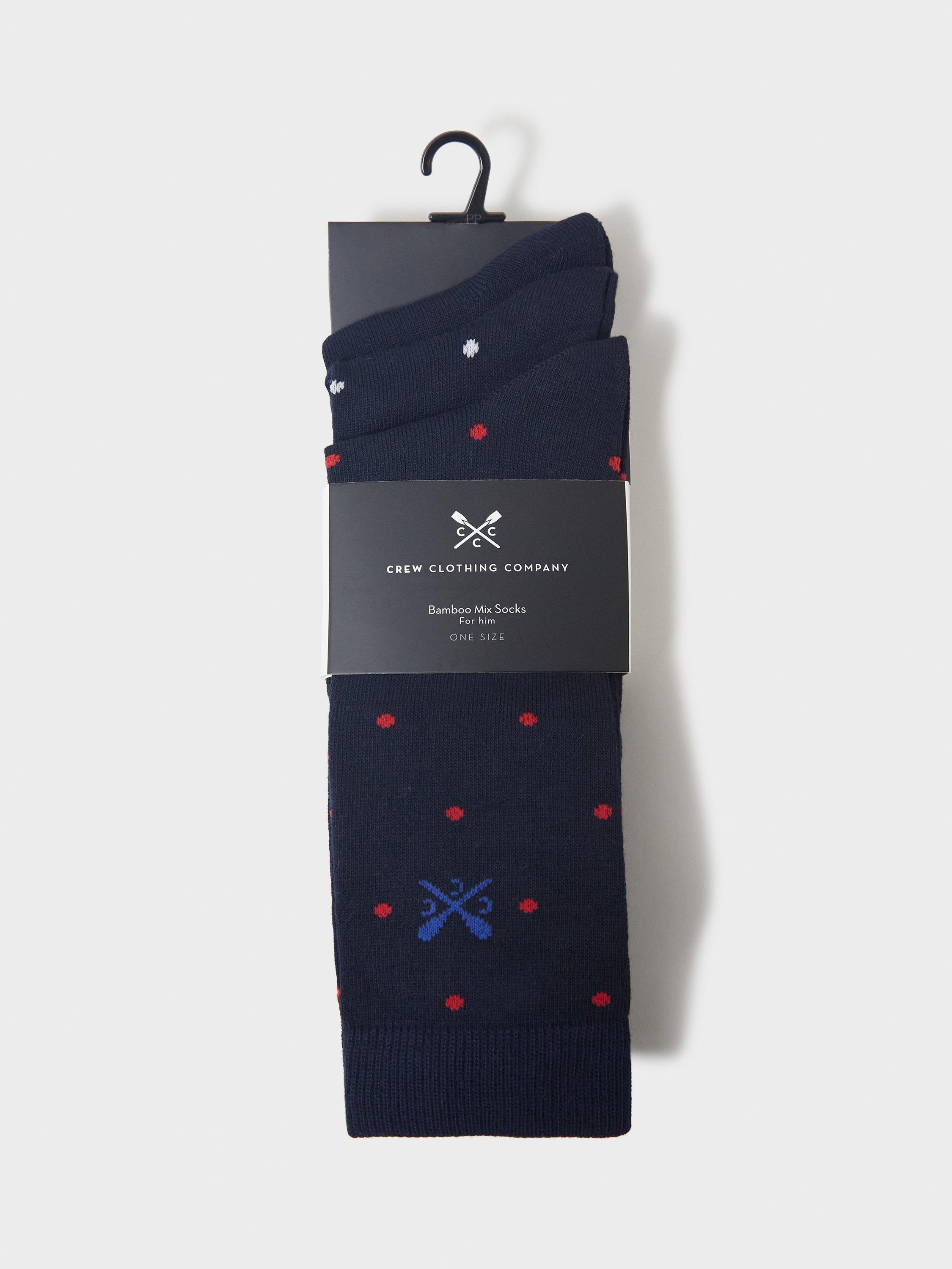 Product image 2 of 2, which shows Crew Clothing Bamboo Blend Socks, Pack of 3, Navy Blue/Multi, One Size
