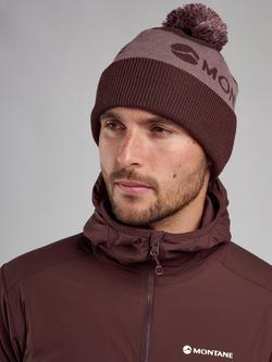 Montane Logo Cuffed Bobble Beanie - view 2, Dark Garnet