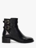 Dune Patter Leather Ankle Boots, Black