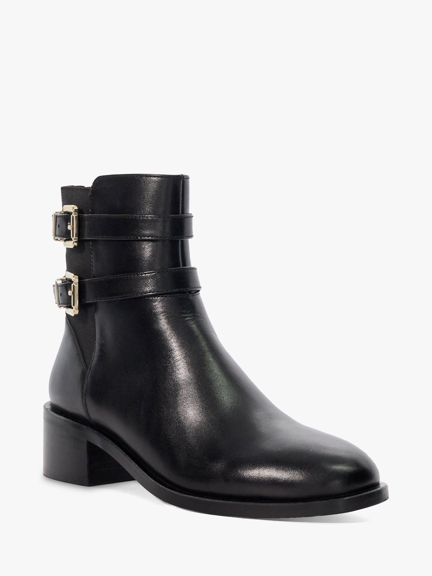 Dune Patter Leather Ankle Boots Black