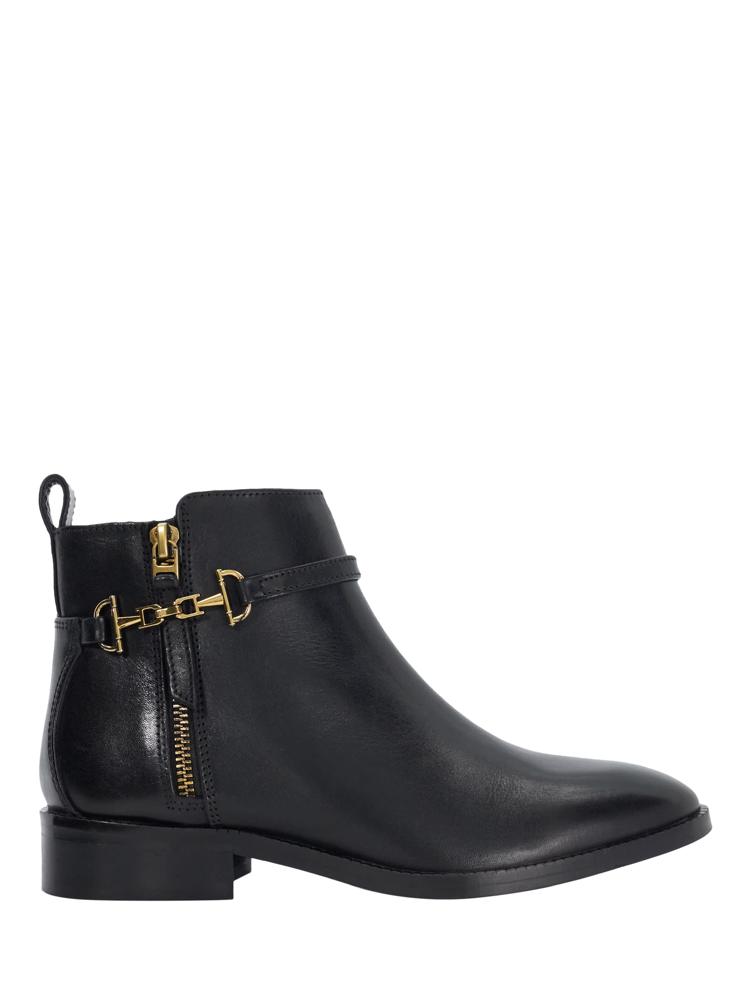 Dune Parklyn Snaffle Trim Leather Ankle Boots Black