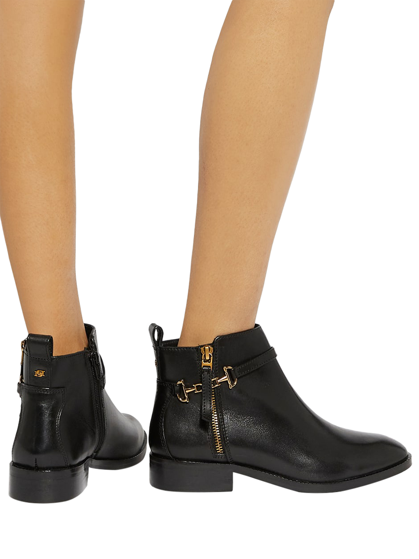 Product image 6 of 6, which shows Dune London Parklyn Snaffle Trim Leather Ankle Boots, Black, EU36