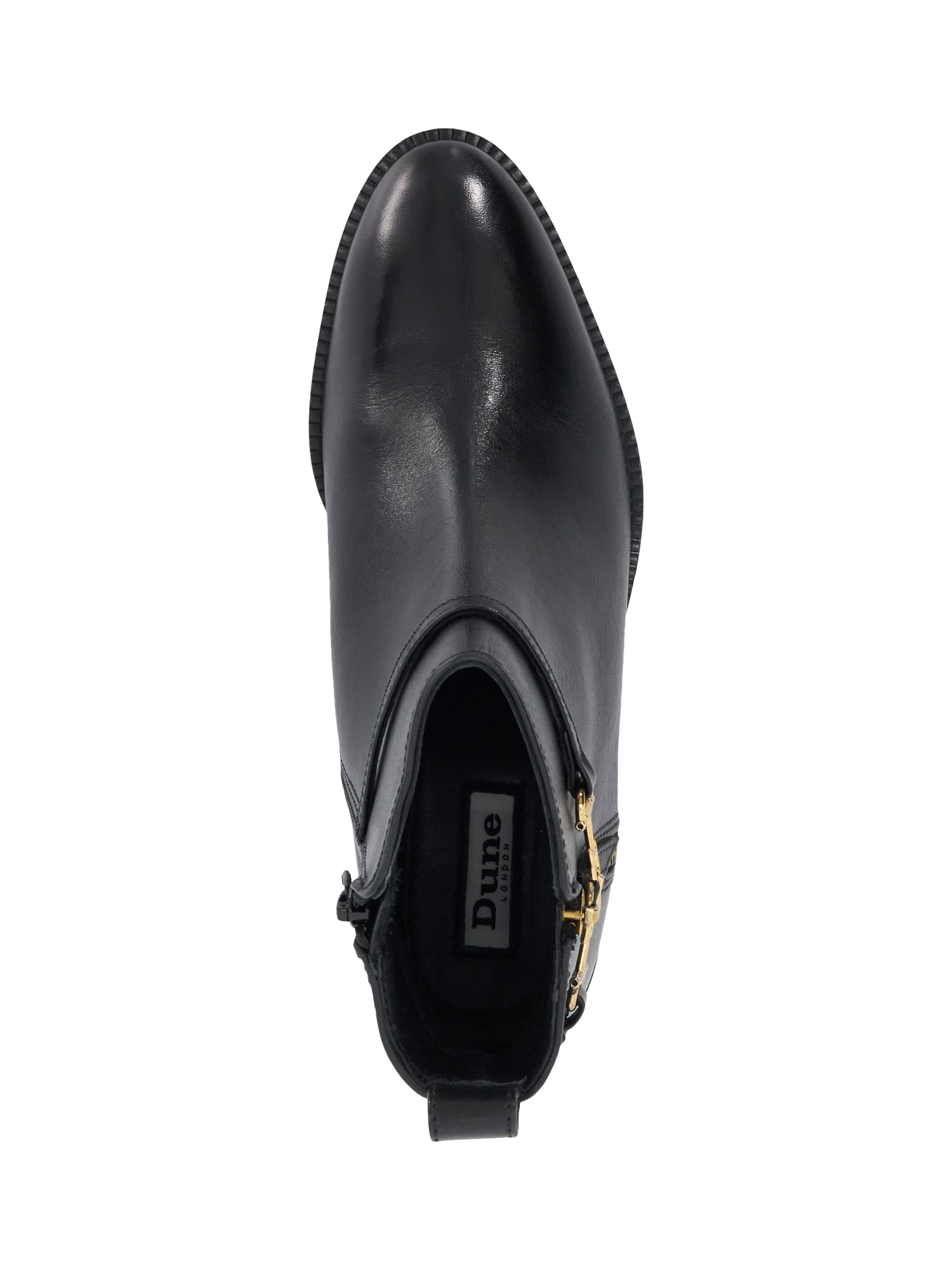 Product image 2 of 6, which shows Dune London Parklyn Snaffle Trim Leather Ankle Boots, Black, EU36