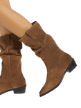 Dune Pathway Suede Slouchy Calf Boots