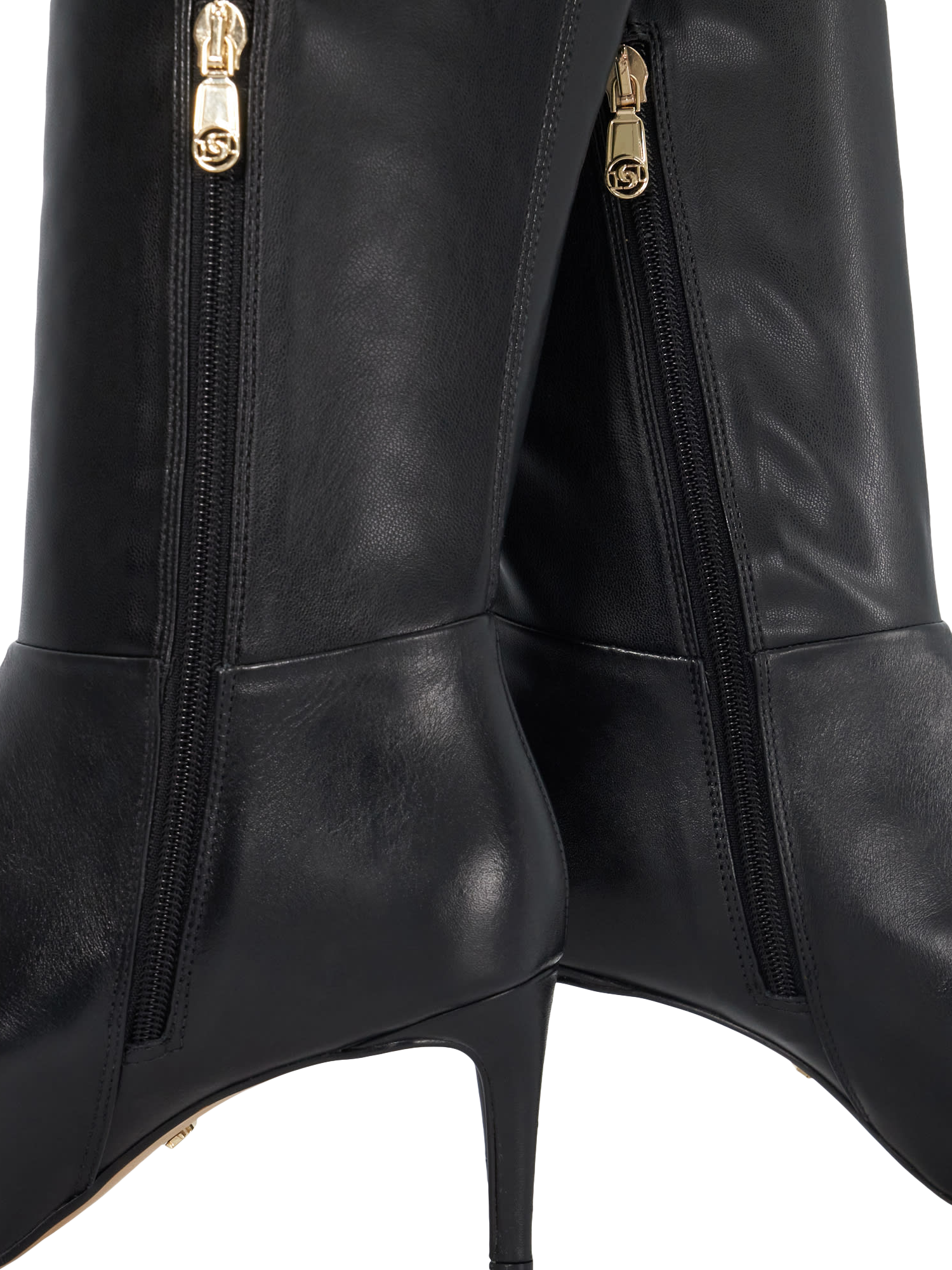 Product image 6 of 6, which shows Dune Servena Leather Pointed Heeled Over-The-Knee Boots, Black, EU36