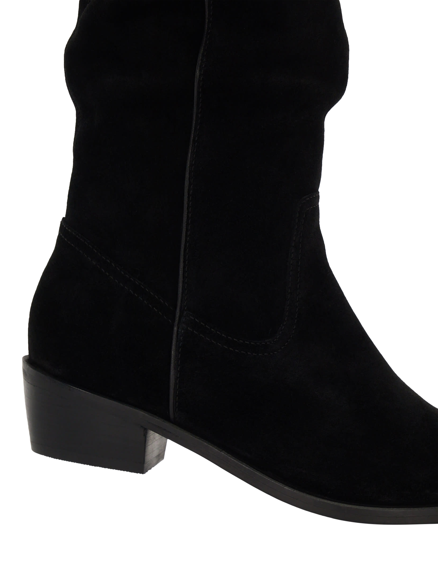 Product image 6 of 6, which shows Dune Pathway Suede Slouchy Calf Boots, Black, EU38