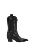 Dune Podeo Leather Pointed Cowboy Boots, Black