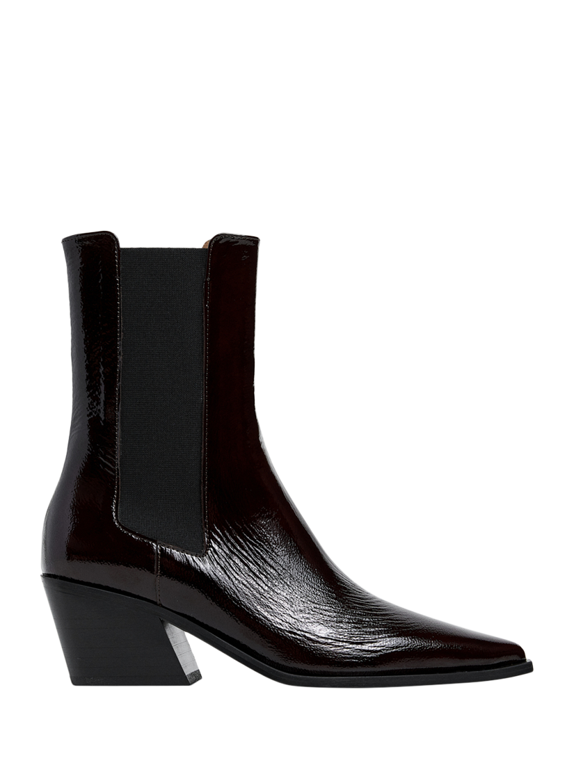 Black leather pointed toe chelsea boot best sale