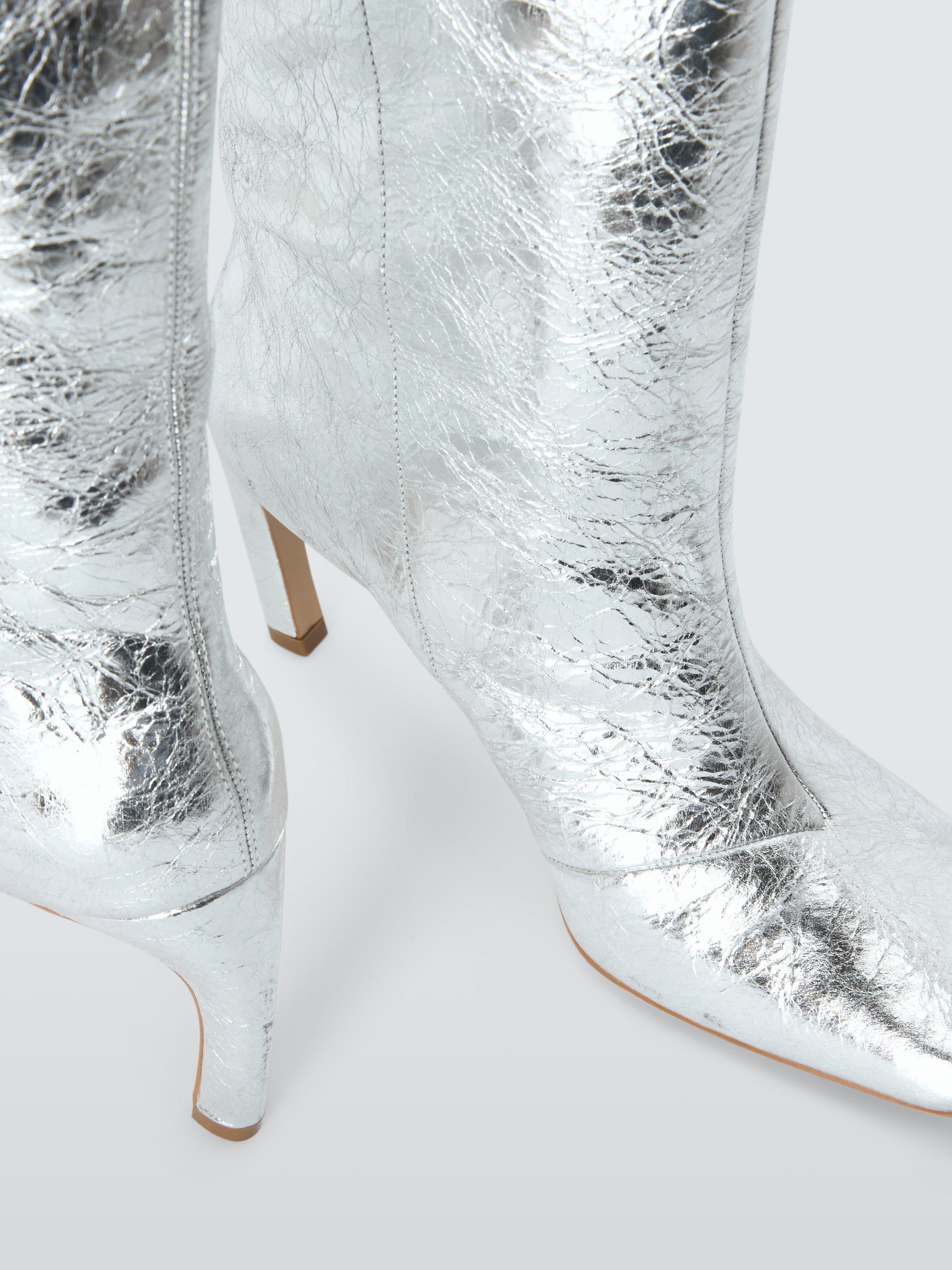 John Lewis x A.W.A.K.E. MODE Stiletto Heel Long Leather Boots Silver