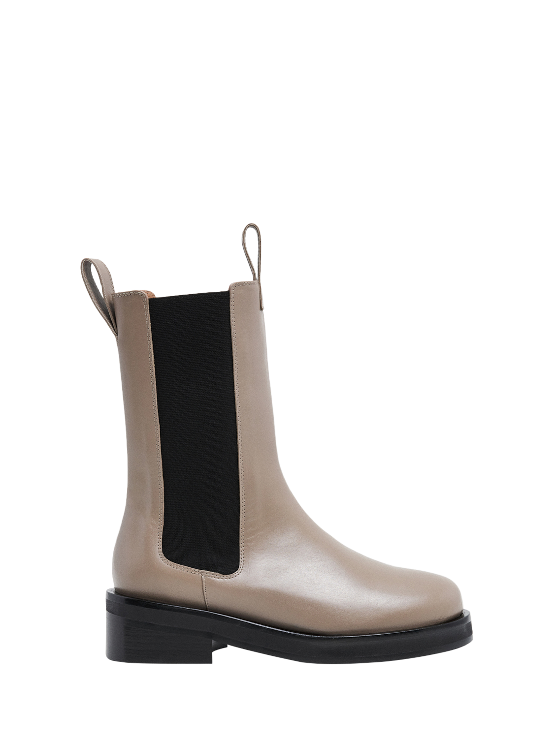 Flattered Liana Leather Mid Calf Chelsea Boots Taupe