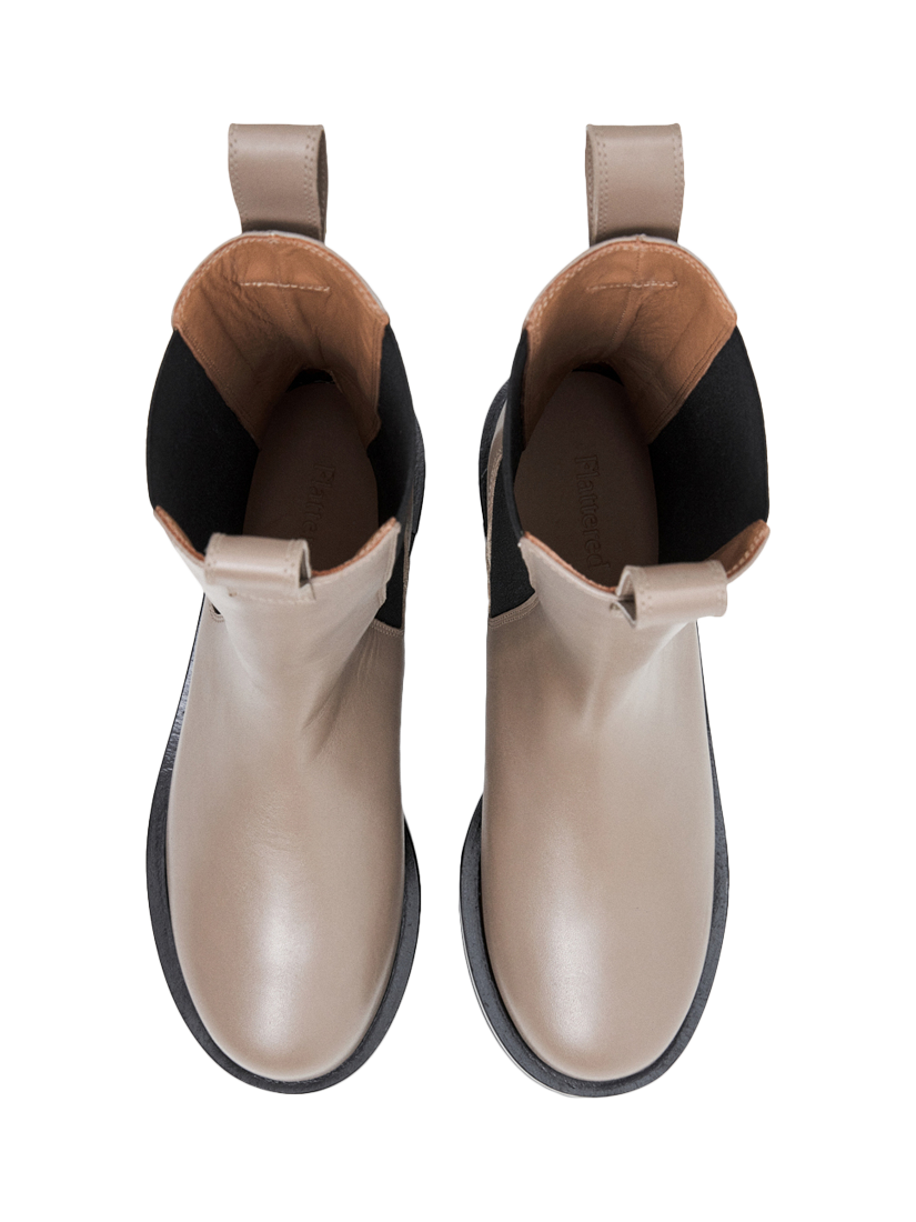 Product image 3 of 7, which shows Flattered Liana Leather Mid-Calf Chelsea Boots, Taupe, EU38