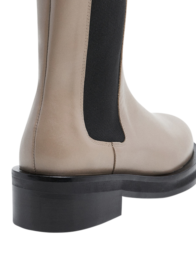 Product image 5 of 7, which shows Flattered Liana Leather Mid-Calf Chelsea Boots, Taupe, EU38