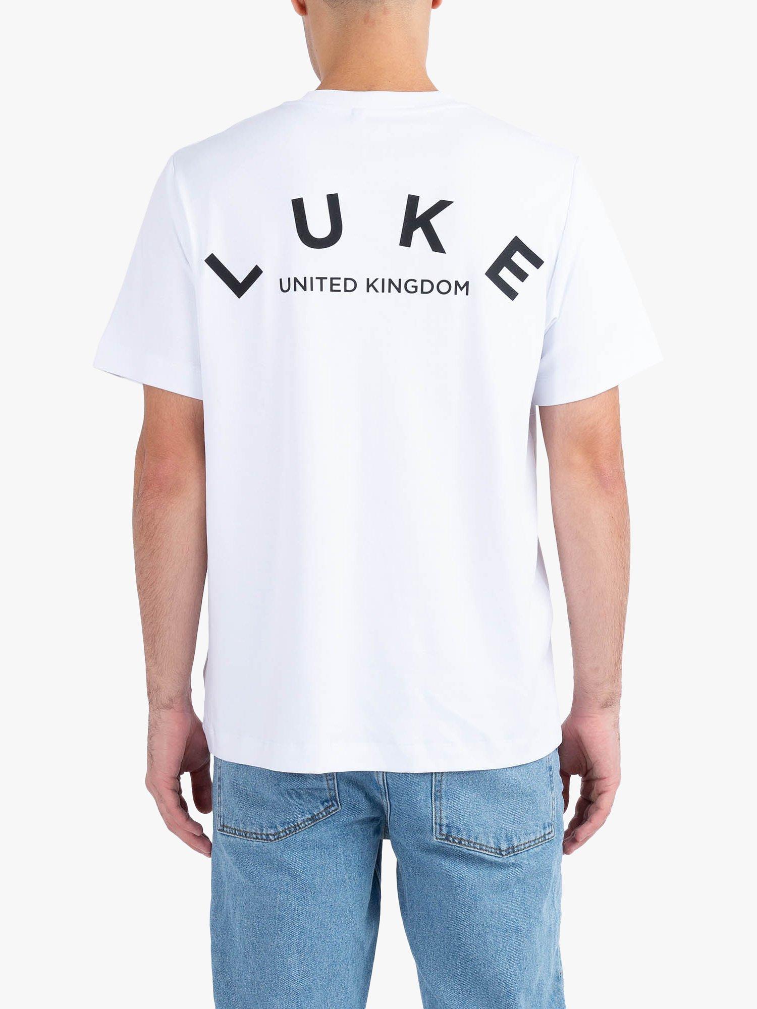 Product image 2 of 5, which shows LUKE 1977 Luxembourg Back Print Relaxed Fit T-Shirt, White/Black, XS