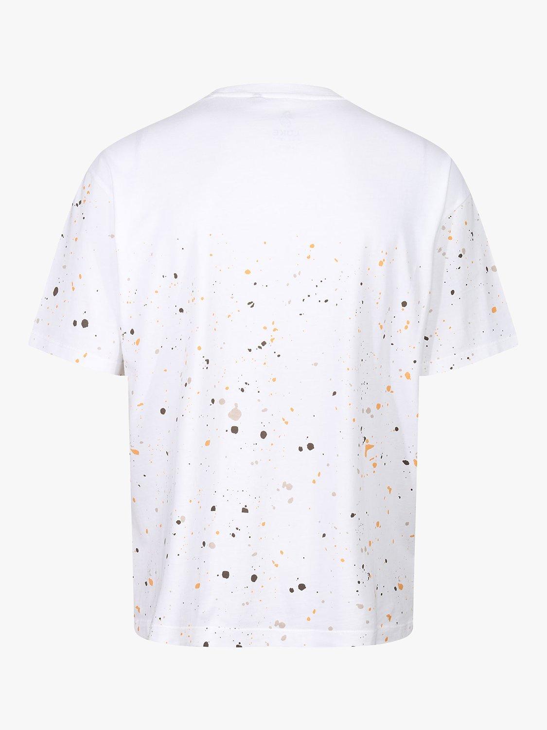 Product image 4 of 5, which shows LUKE 1977 St Kitts Paint Splatter Relaxed Fit T-Shirt, White/Nectarine, XS