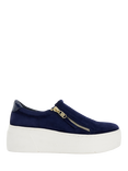 Dune Episodic Suede Side Zip Chunky Flatform Trainers, Navy